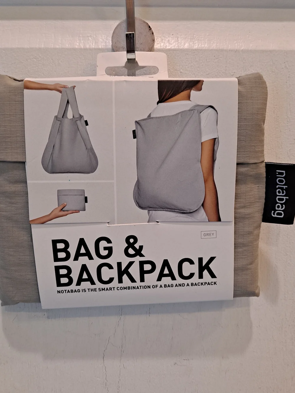Notabag Everyday Long Handle Tote - Light Gray Bag Backpack Sleek Practical Eco